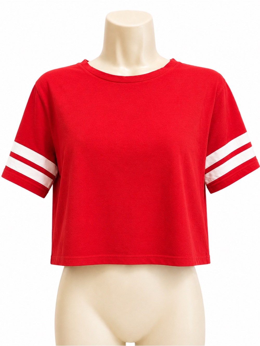 H&M Red Striped Sleeve Women's Crop Top